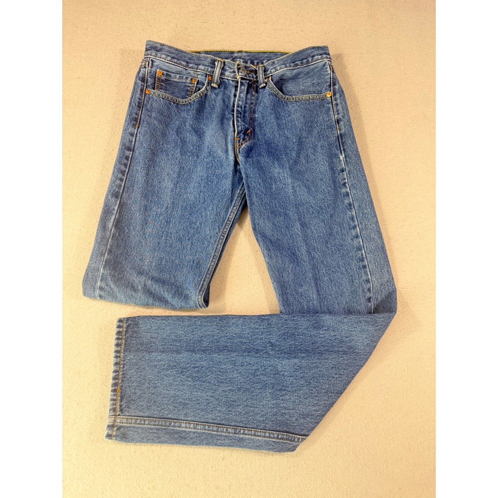 Levis 505 Regular Fit Straight‎ Leg Jeans Mens 31x34 Blue Medium Wash Denim